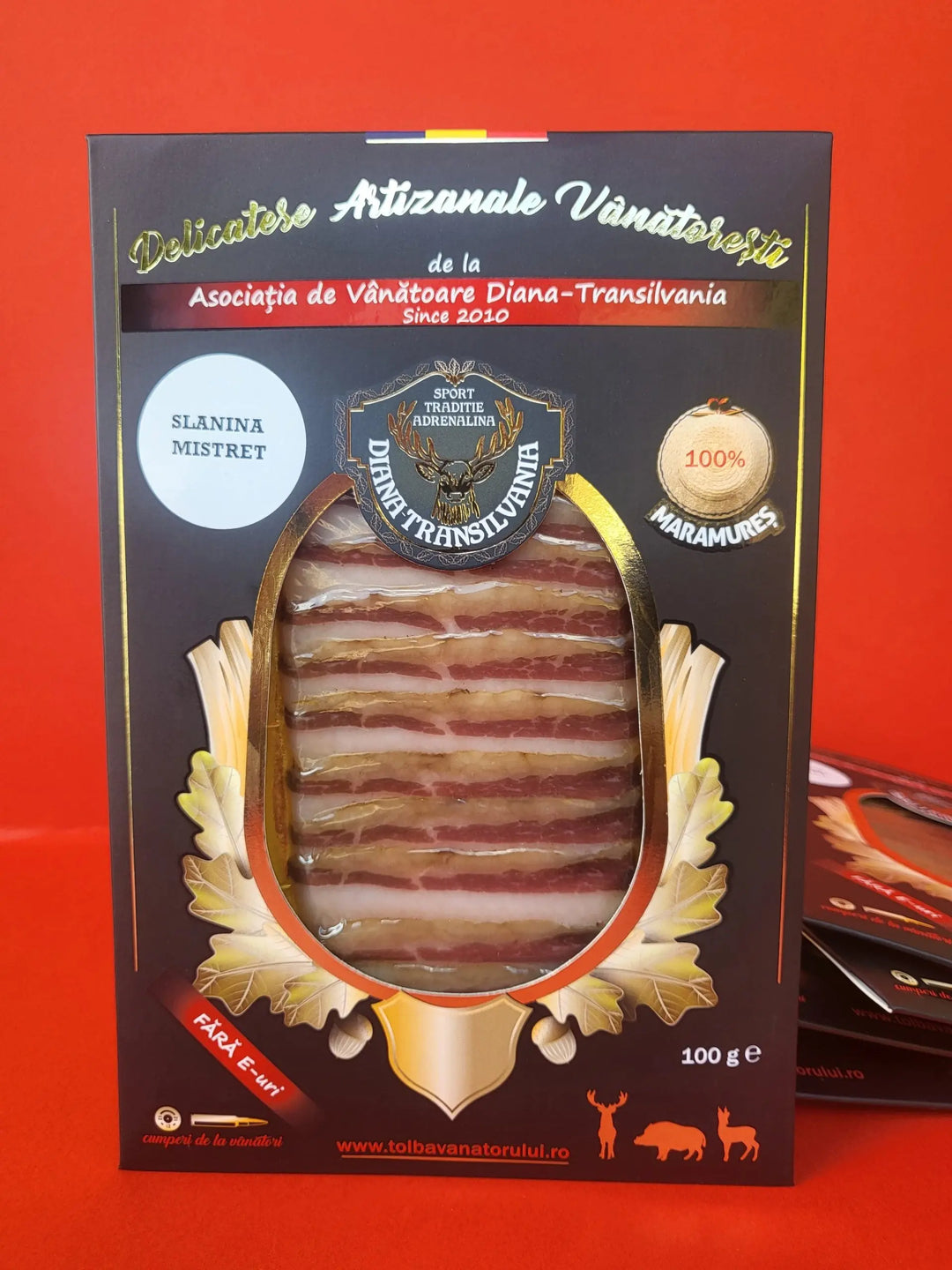 Slanina Mistret feliata, 100g -Tolba Vanatorului Bacania Rod