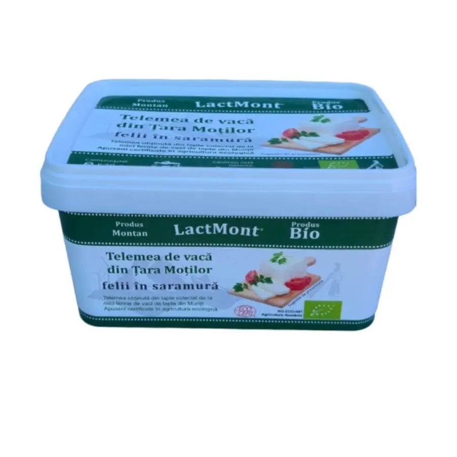 Felii Telemea vacă din Ţara Moţilor în saramură, 450g-LACTMONT Bacania ROD