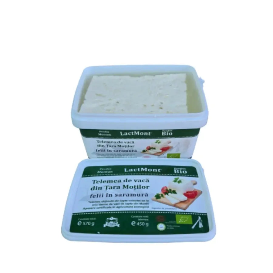 Felii Telemea vacă din Ţara Moţilor în saramură, 450g-LACTMONT Bacania ROD